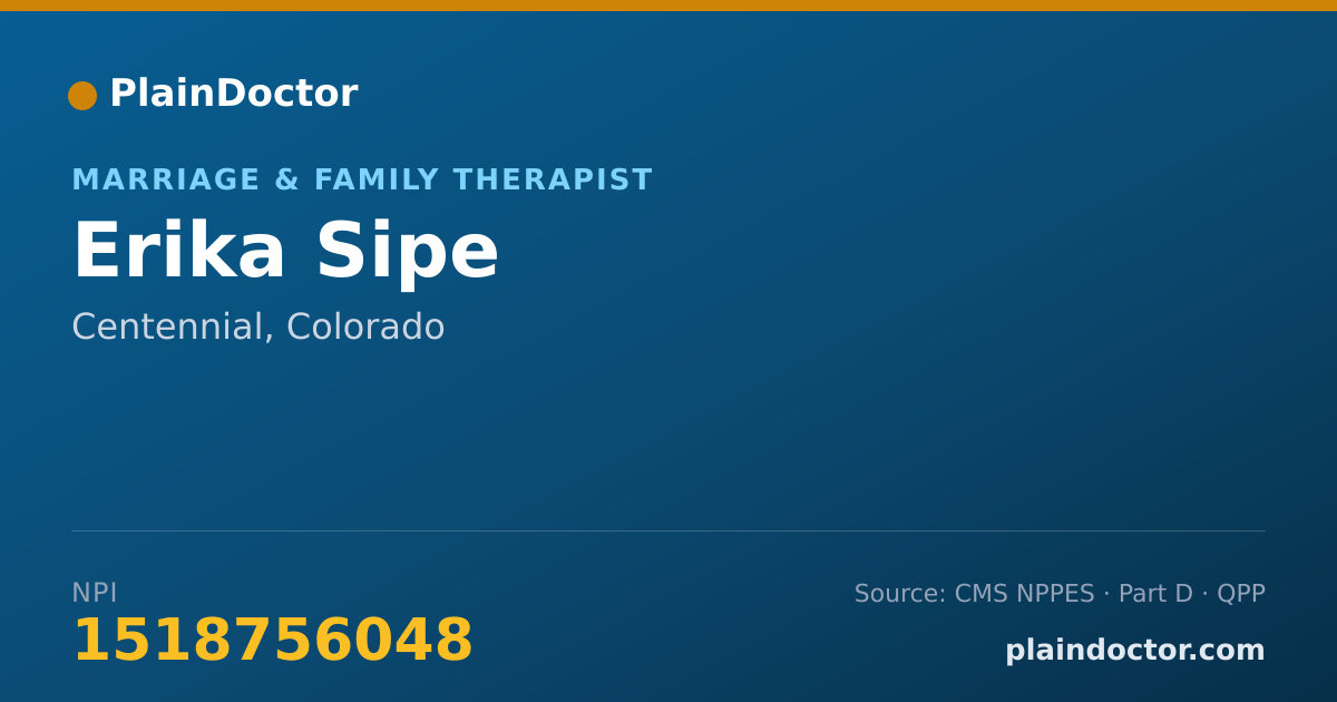 Shareable card for Erika Sipe - Marriage & Family Therapist, Centennial, CO