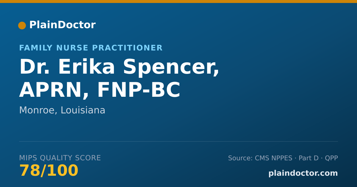 Shareable card for Erika Spencer, APRN, FNP-BC - Family Nurse Practitioner, Monroe, LA
