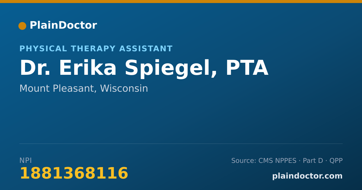 Shareable card for Erika Spiegel, PTA - Physical Therapy Assistant, Mount Pleasant, WI