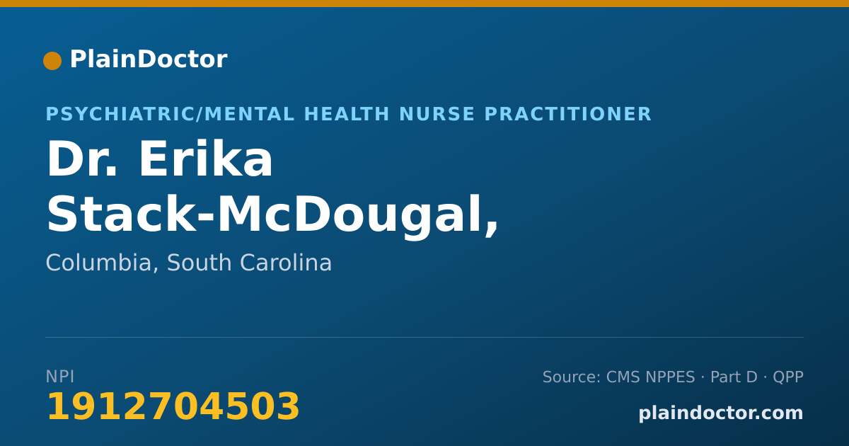 Shareable card for Erika Stack-McDougal, PMHNP-BC - Psychiatric/Mental Health Nurse Practitioner, Columbia, SC