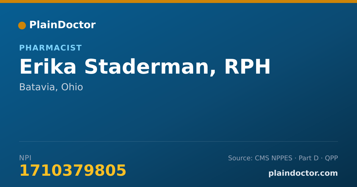 Shareable card for Erika Staderman, RPH - Pharmacist, Batavia, OH