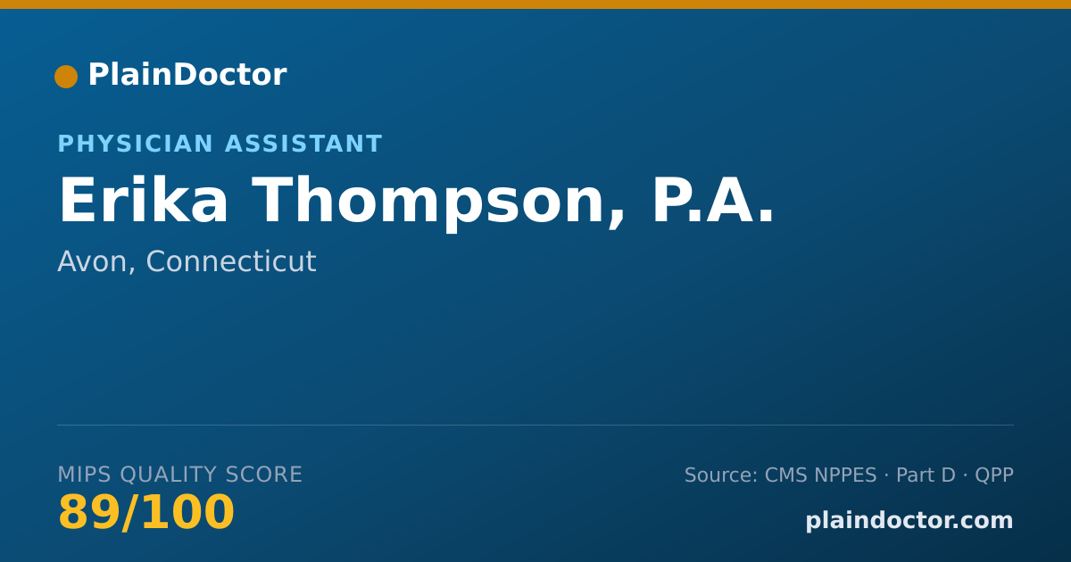 Shareable card for Erika Thompson, P.A. - Physician Assistant, Avon, CT