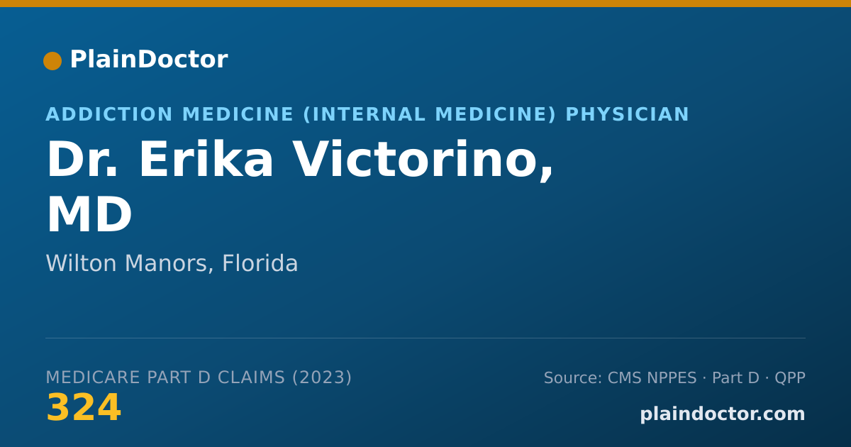 Shareable card for Erika Victorino, MD - Addiction Medicine (Internal Medicine) Physician, Wilton Manors, FL