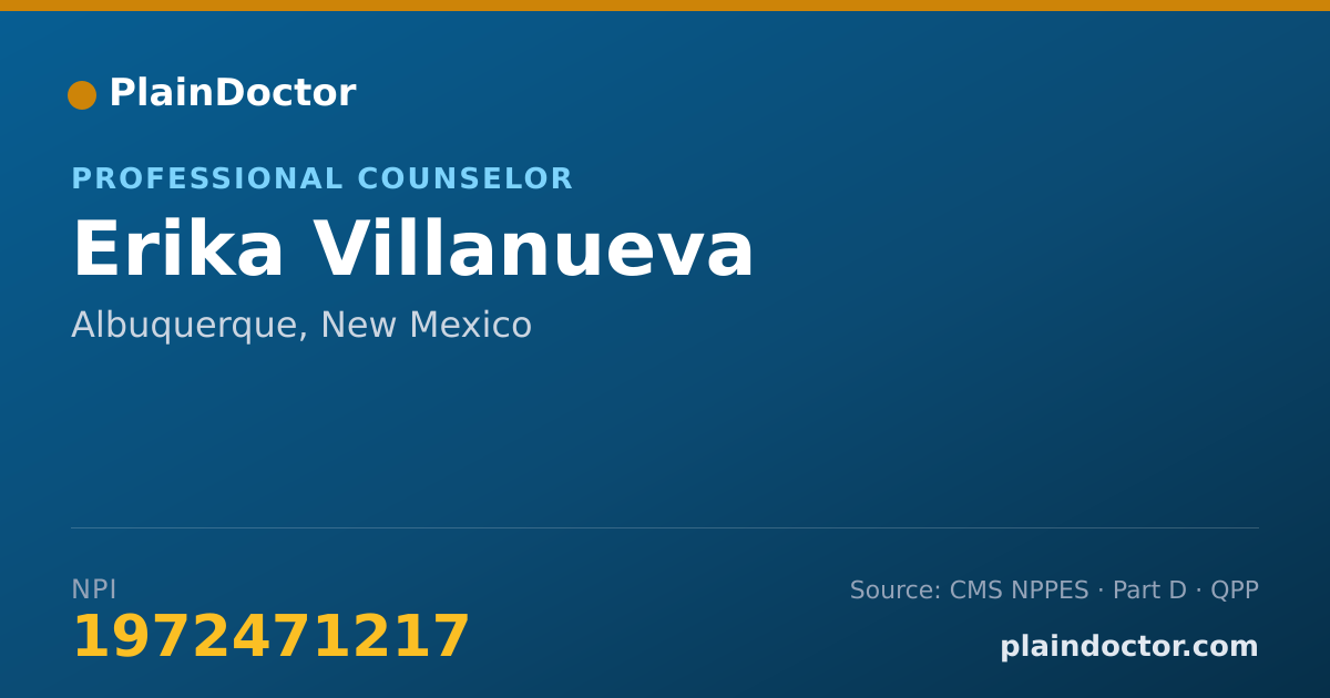 Shareable card for Erika Villanueva - Professional Counselor, Albuquerque, NM
