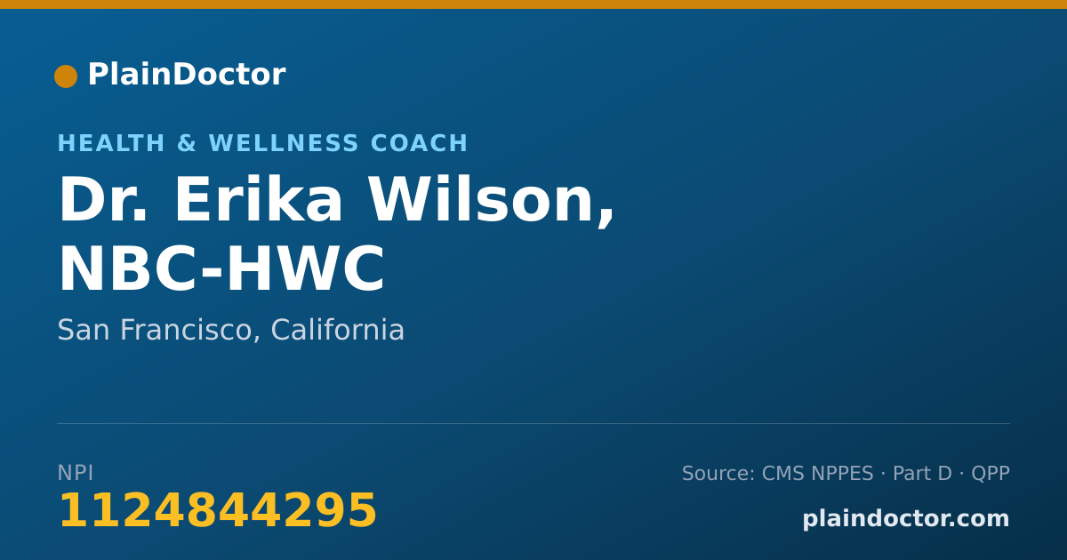 Shareable card for Erika Wilson, NBC-HWC - Health & Wellness Coach, San Francisco, CA