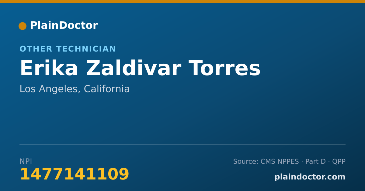 Shareable card for Erika Zaldivar Torres - Other Technician, Los Angeles, CA