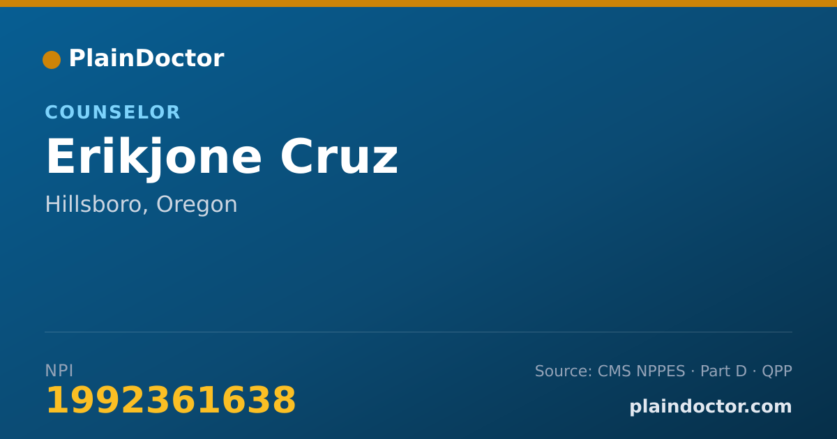 Shareable card for Erikjone Cruz - Counselor, Hillsboro, OR
