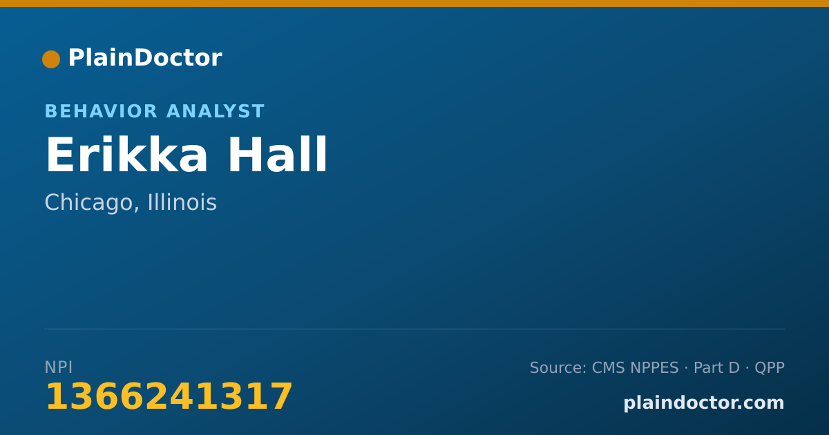 Shareable card for Erikka Hall - Behavior Analyst, Chicago, IL