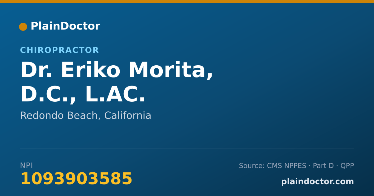 Shareable card for Eriko Morita, D.C., L.AC. - Chiropractor, Redondo Beach, CA