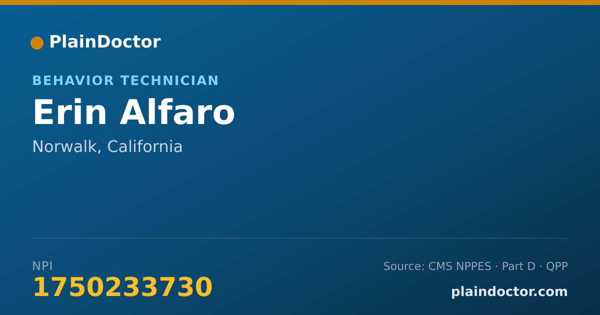 Shareable card for Erin Alfaro - Behavior Technician, Norwalk, CA