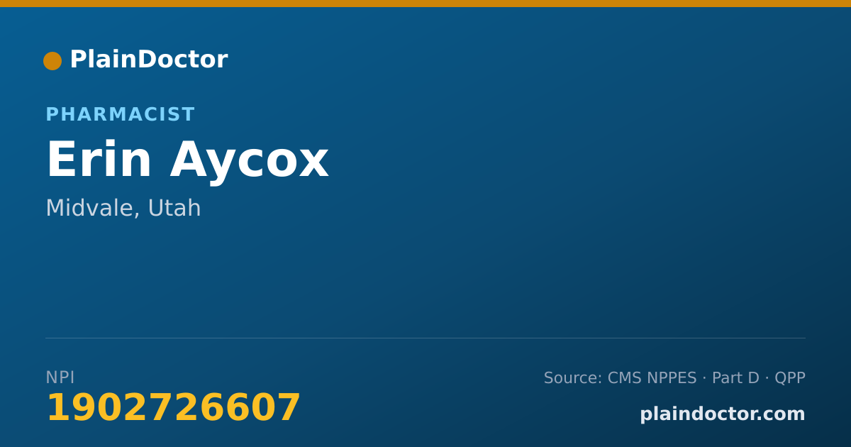 Shareable card for Erin Aycox - Pharmacist, Midvale, UT