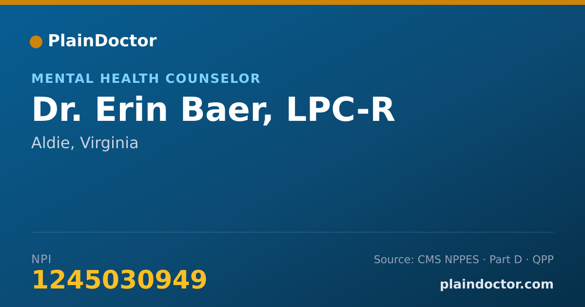 Shareable card for Erin Baer, LPC-R - Mental Health Counselor, Aldie, VA