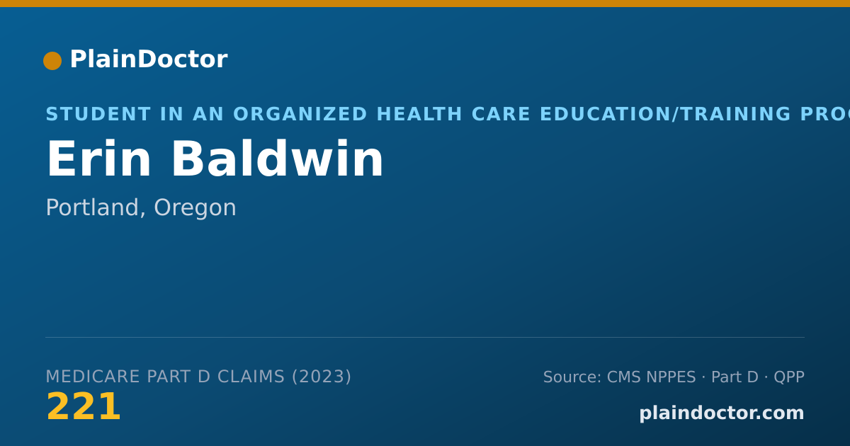 Shareable card for Erin Baldwin - Student in an Organized Health Care Education/Training Program, Portland, OR