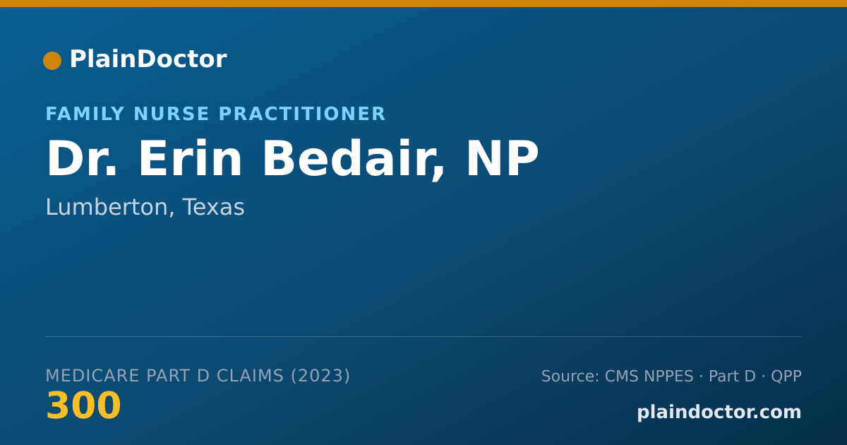 Shareable card for Erin Bedair, NP - Family Nurse Practitioner, Lumberton, TX