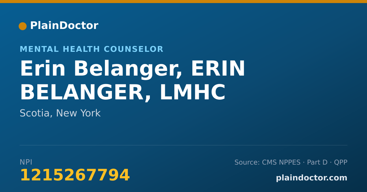 Shareable card for Erin Belanger, ERIN BELANGER, LMHC - Mental Health Counselor, Scotia, NY