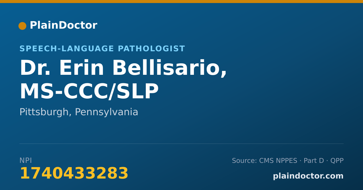 Shareable card for Erin Bellisario, MS-CCC/SLP - Speech-Language Pathologist, Pittsburgh, PA