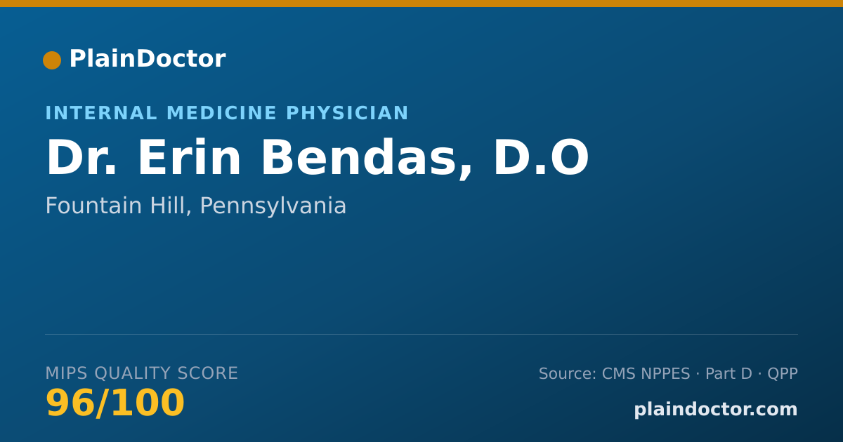 Shareable card for Erin Bendas, D.O - Internal Medicine Physician, Fountain Hill, PA