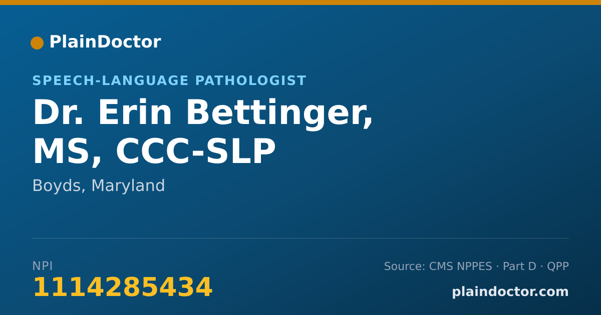 Shareable card for Erin Bettinger, MS, CCC-SLP - Speech-Language Pathologist, Boyds, MD