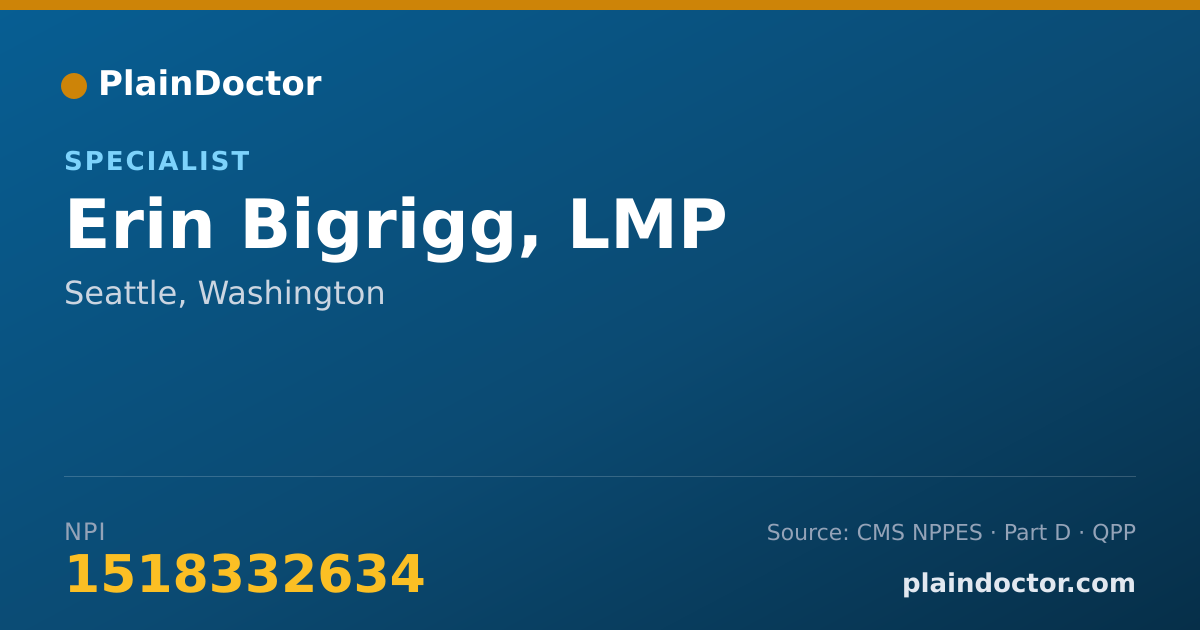 Shareable card for Erin Bigrigg, LMP - Specialist, Seattle, WA