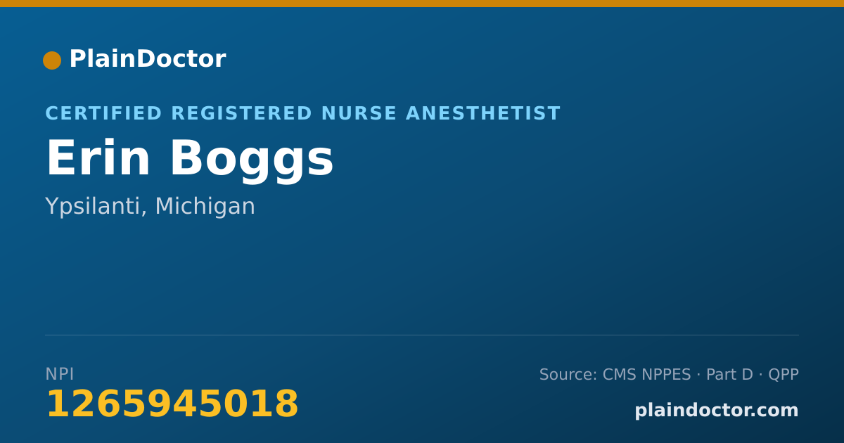 Shareable card for Erin Boggs - Certified Registered Nurse Anesthetist, Ypsilanti, MI