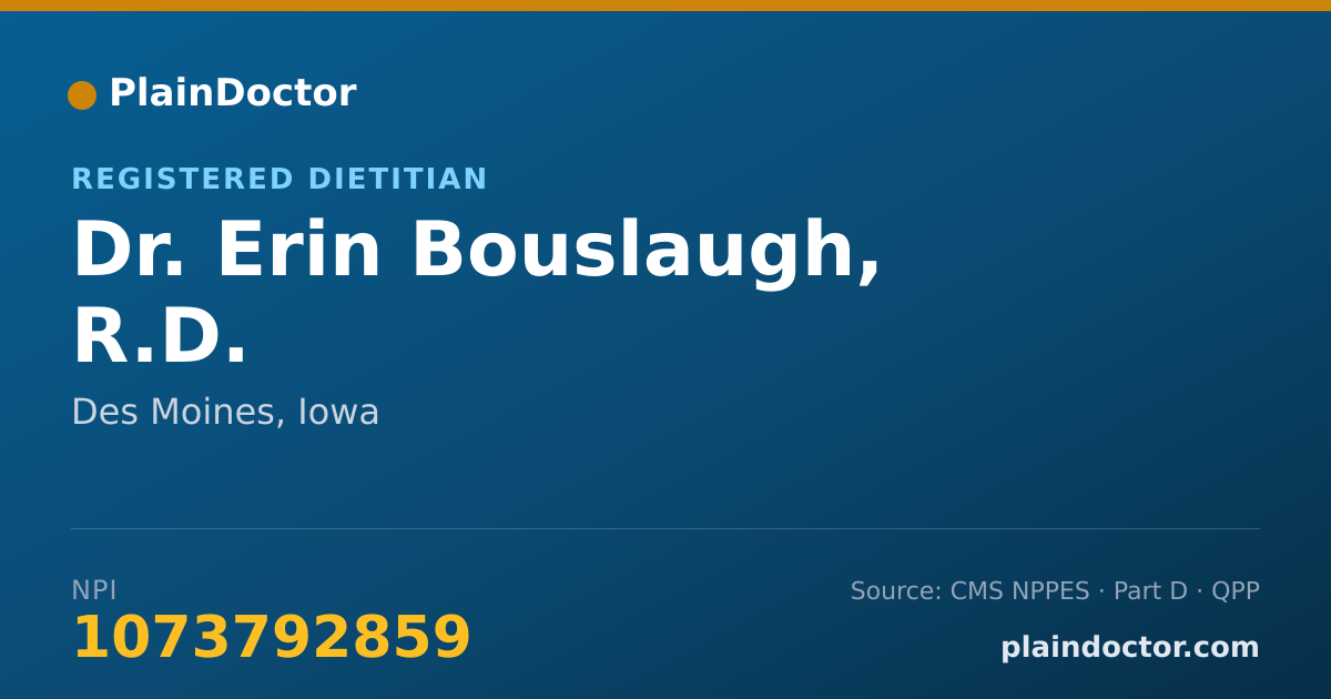 Shareable card for Erin Bouslaugh, R.D. - Registered Dietitian, Des Moines, IA