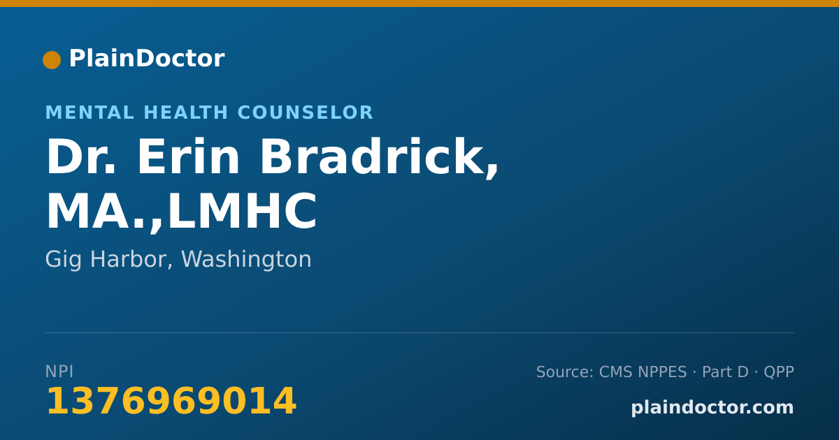 Shareable card for Erin Bradrick, MA.,LMHC - Mental Health Counselor, Gig Harbor, WA