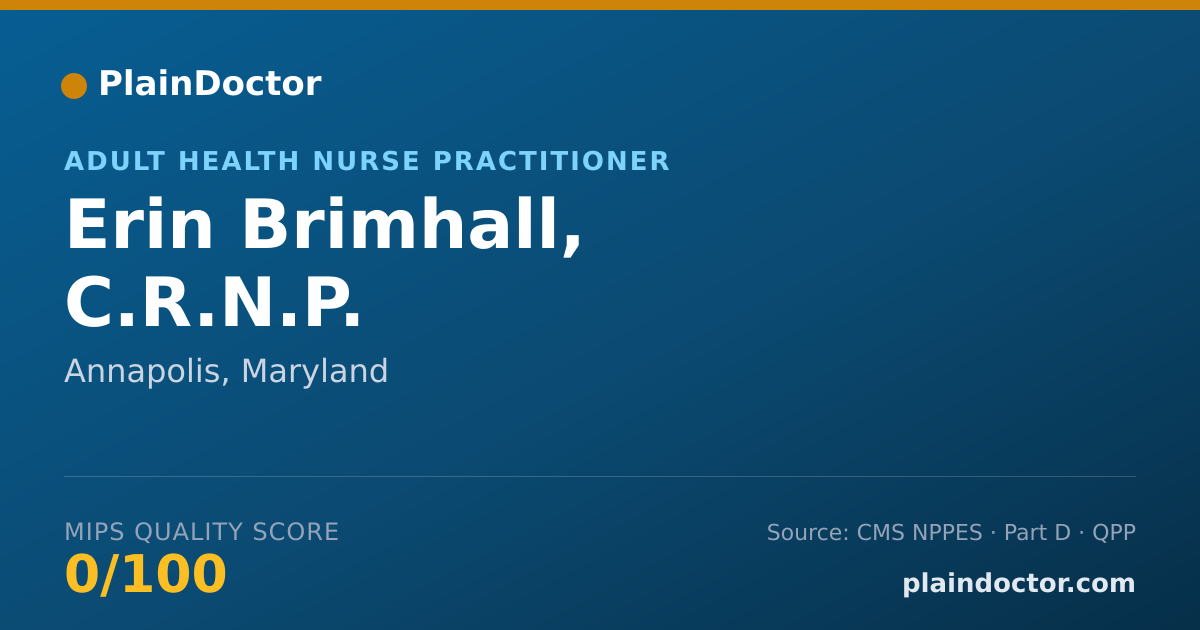 Shareable card for Erin Brimhall, C.R.N.P. - Adult Health Nurse Practitioner, Annapolis, MD