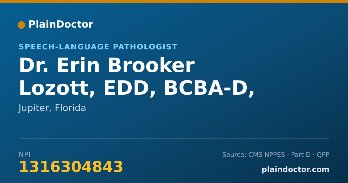 Shareable card for Erin Brooker Lozott, EDD, BCBA-D, CCC-SLP - Speech-Language Pathologist, Jupiter, FL