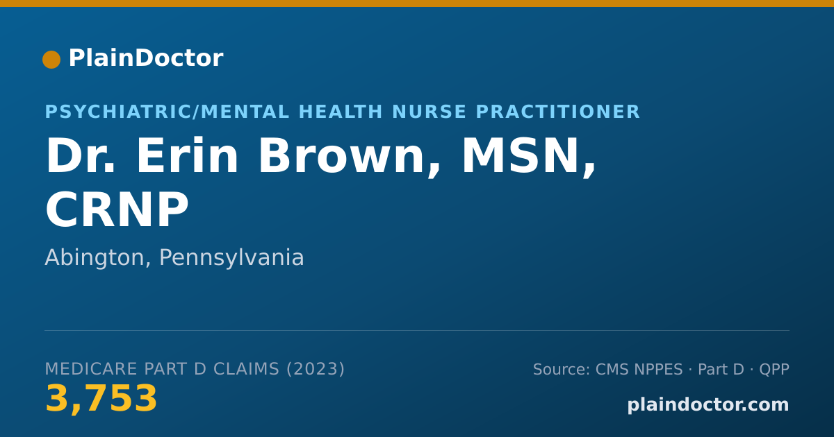 Shareable card for Erin Brown, MSN, CRNP - Psychiatric/Mental Health Nurse Practitioner, Abington, PA