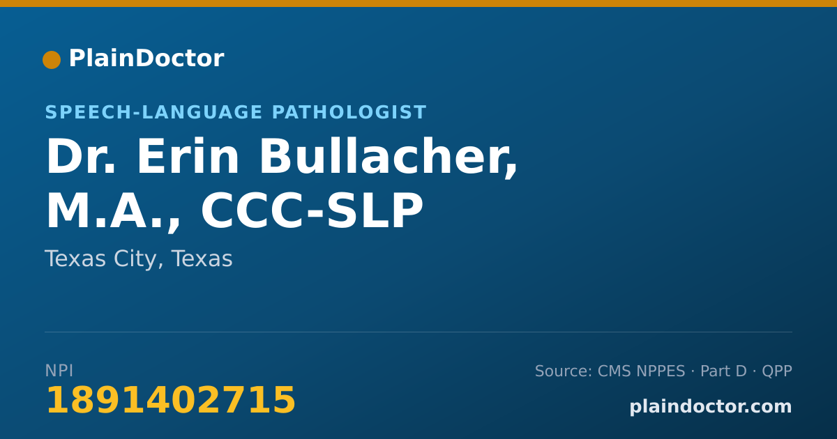 Shareable card for Erin Bullacher, M.A., CCC-SLP - Speech-Language Pathologist, Texas City, TX