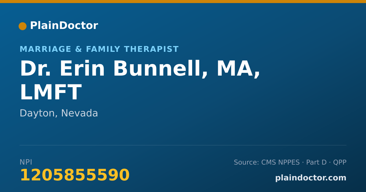 Shareable card for Erin Bunnell, MA, LMFT - Marriage & Family Therapist, Dayton, NV