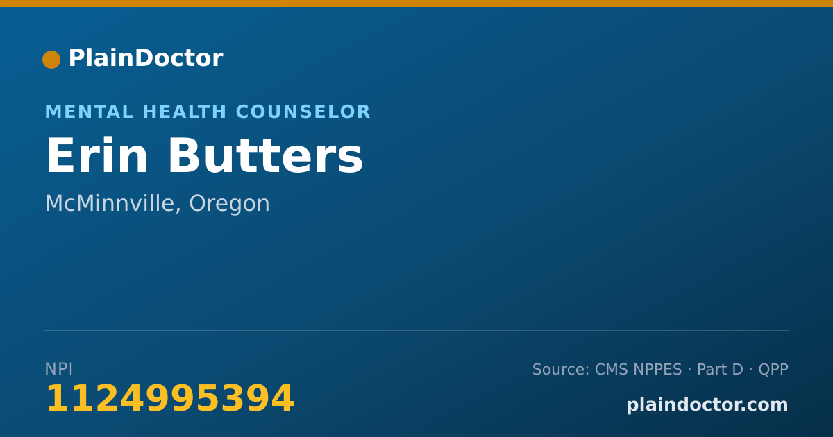 Shareable card for Erin Butters - Mental Health Counselor, McMinnville, OR
