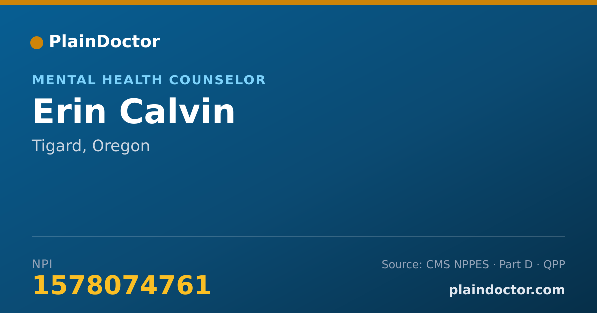 Shareable card for Erin Calvin - Mental Health Counselor, Tigard, OR