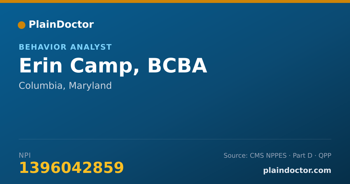 Shareable card for Erin Camp, BCBA - Behavior Analyst, Columbia, MD