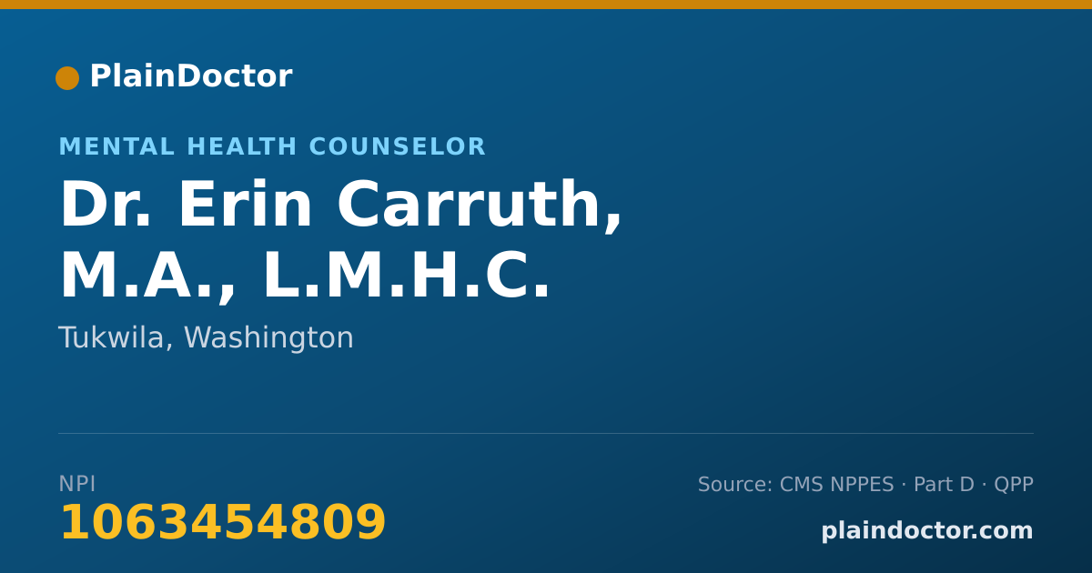 Shareable card for Erin Carruth, M.A., L.M.H.C. - Mental Health Counselor, Tukwila, WA