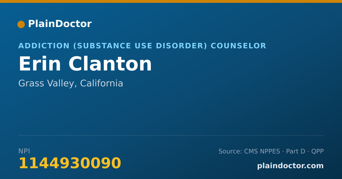 Shareable card for Erin Clanton - Addiction (Substance Use Disorder) Counselor, Grass Valley, CA