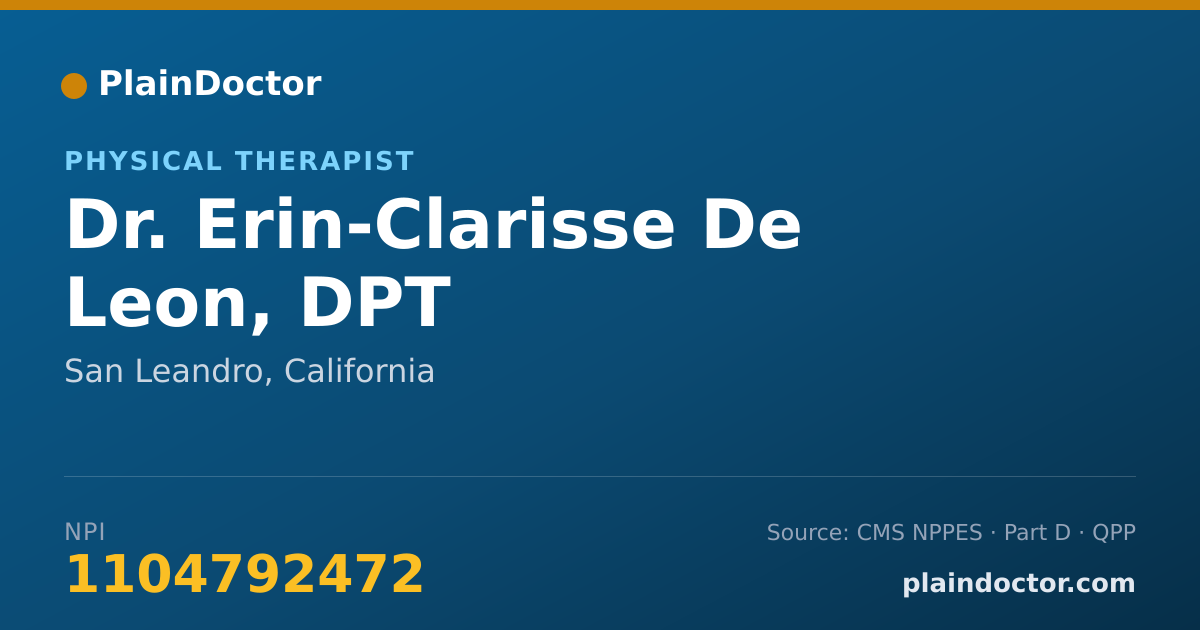 Shareable card for Erin-Clarisse De Leon, DPT - Physical Therapist, San Leandro, CA