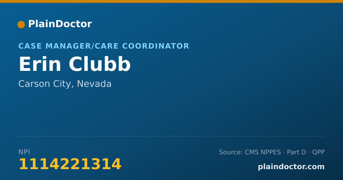 Shareable card for Erin Clubb - Case Manager/Care Coordinator, Carson City, NV