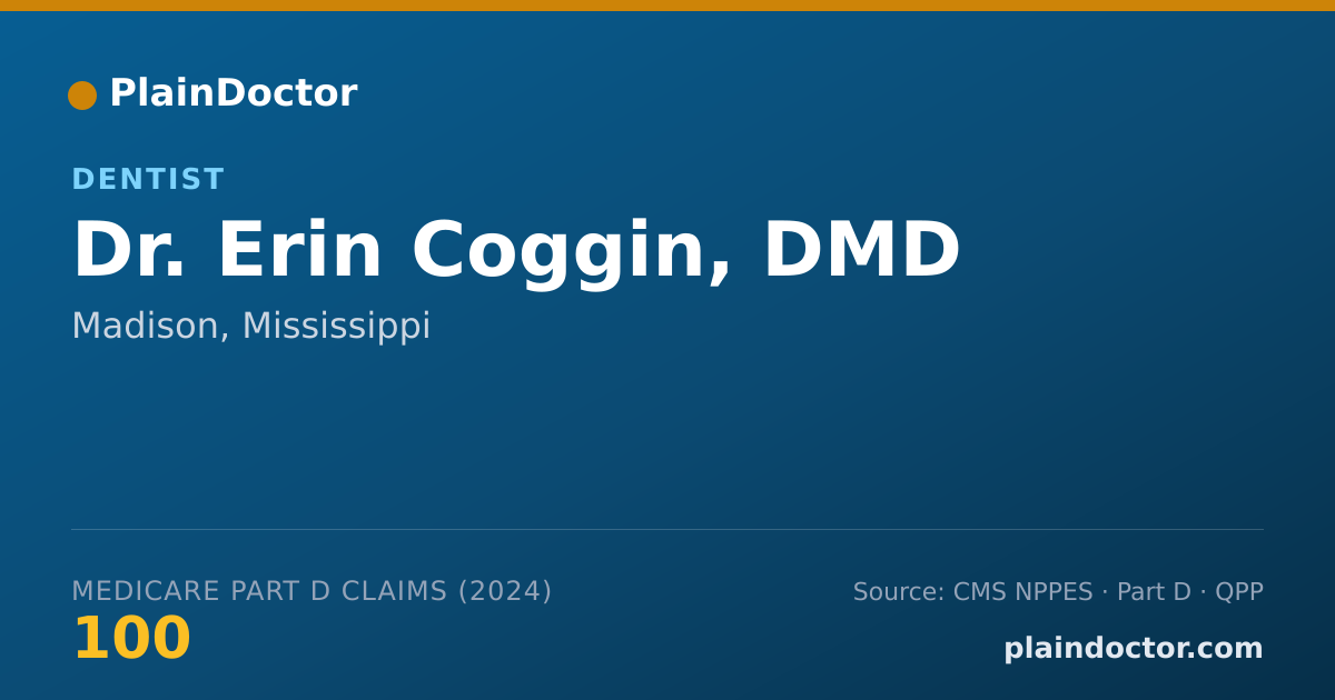 Shareable card for Erin Coggin, DMD - Dentist, Madison, MS