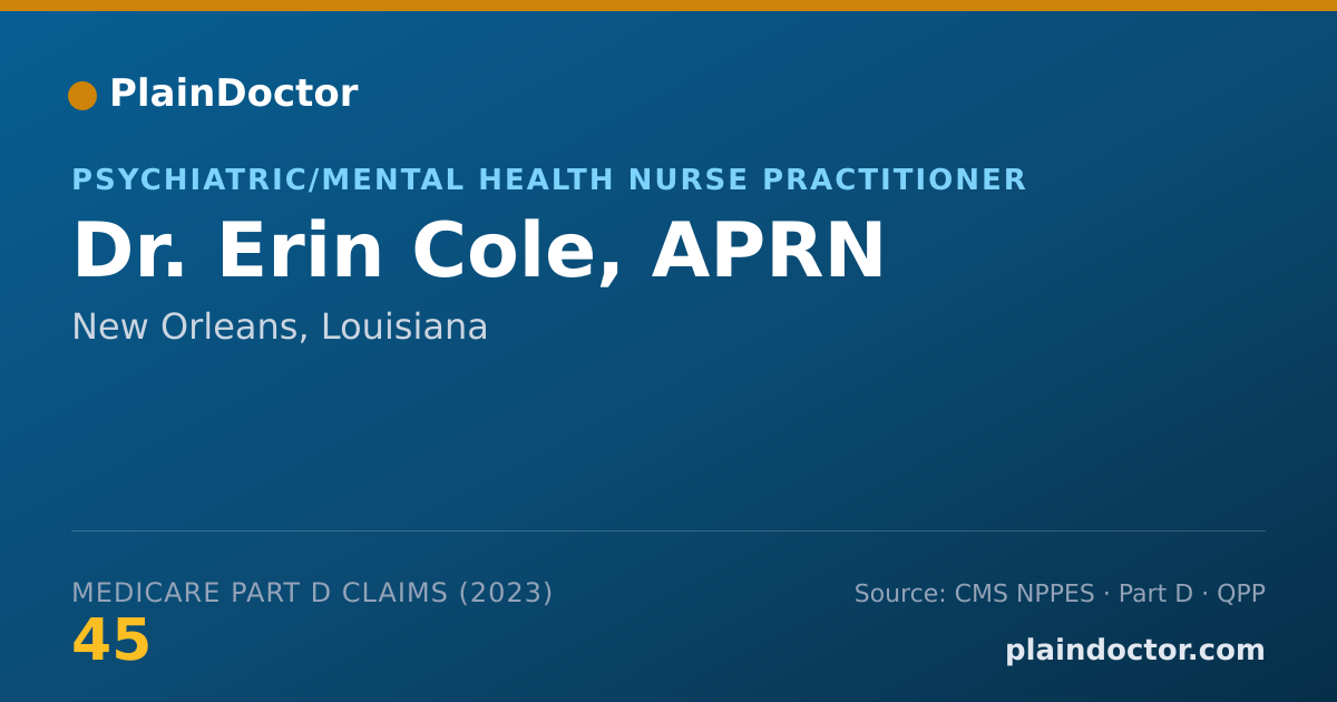 Shareable card for Erin Cole, APRN - Psychiatric/Mental Health Nurse Practitioner, New Orleans, LA