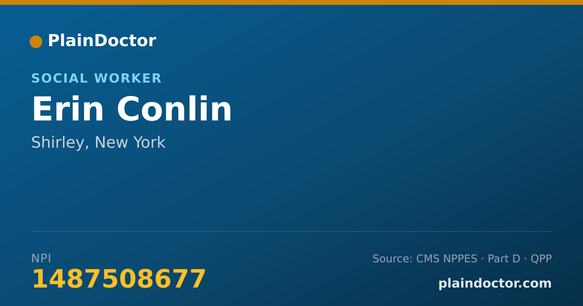 Shareable card for Erin Conlin - Social Worker, Shirley, NY
