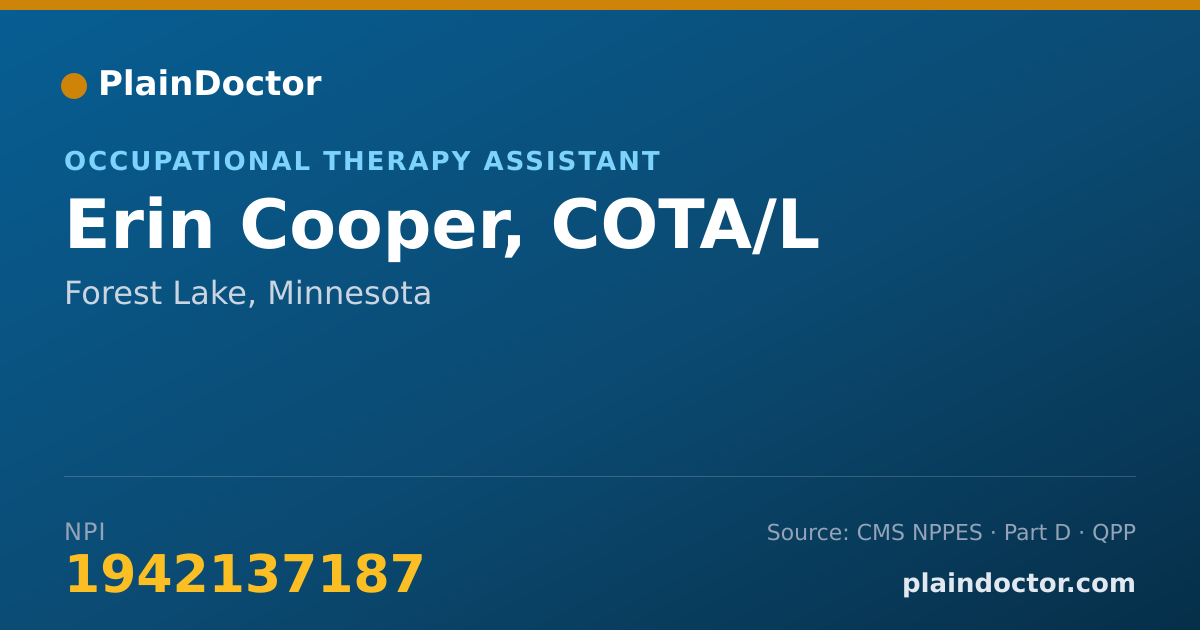 Shareable card for Erin Cooper, COTA/L - Occupational Therapy Assistant, Forest Lake, MN