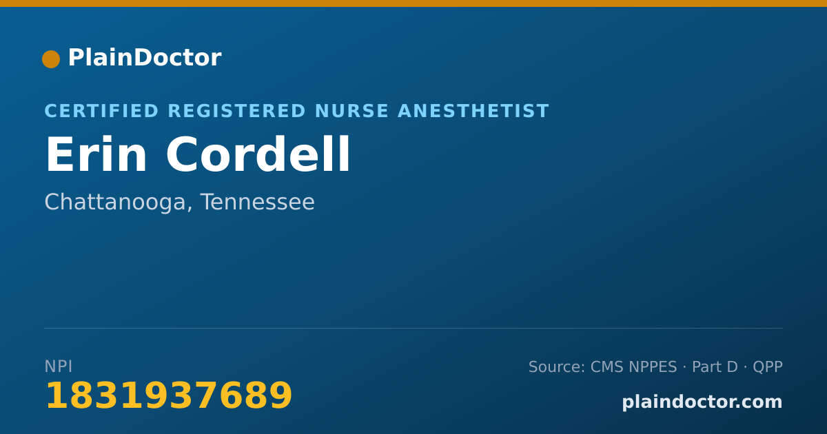 Shareable card for Erin Cordell - Certified Registered Nurse Anesthetist, Chattanooga, TN