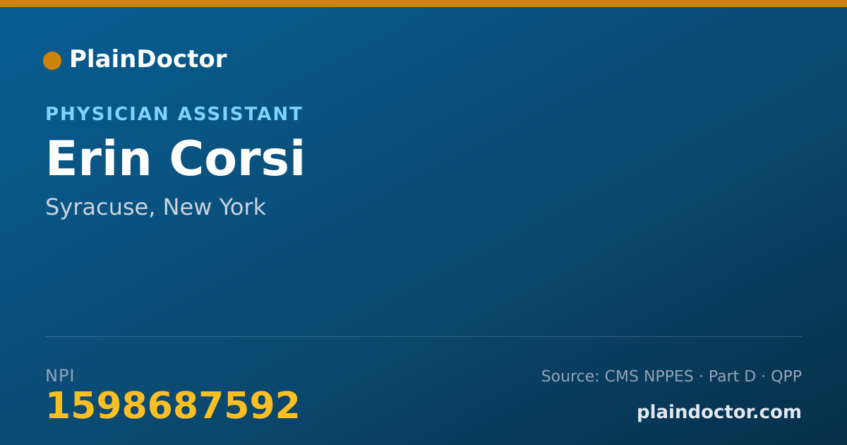 Shareable card for Erin Corsi - Physician Assistant, Syracuse, NY