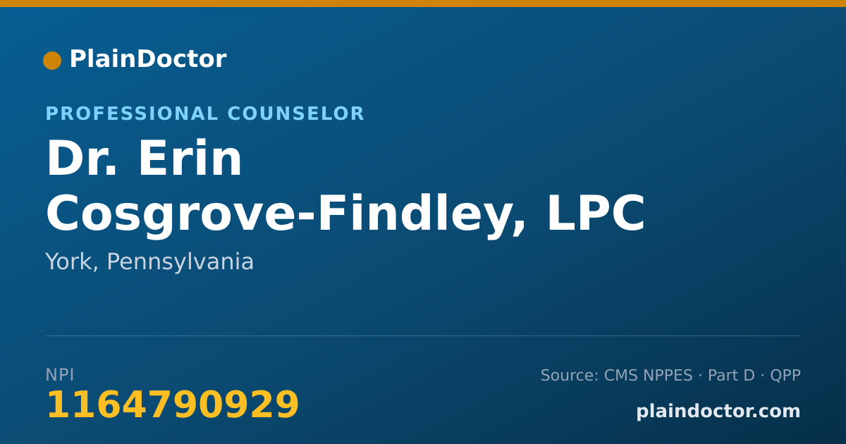 Shareable card for Erin Cosgrove-Findley, LPC - Professional Counselor, York, PA