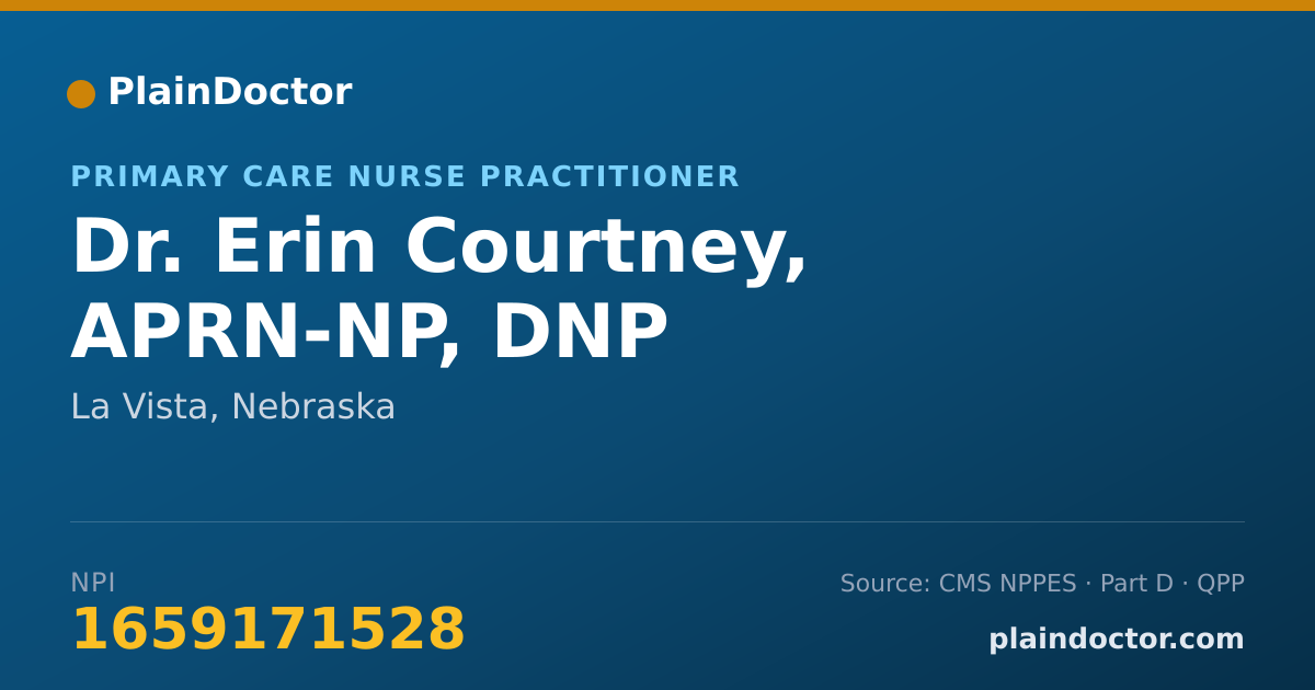 Shareable card for Erin Courtney, APRN-NP, DNP - Primary Care Nurse Practitioner, La Vista, NE