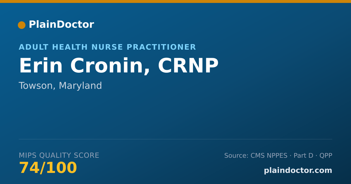 Shareable card for Erin Cronin, CRNP - Adult Health Nurse Practitioner, Towson, MD