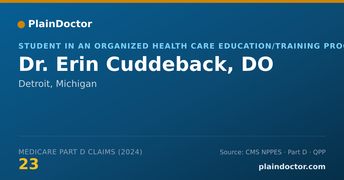 Shareable card for Erin Cuddeback, DO - Student in an Organized Health Care Education/Training Program, Detroit, MI