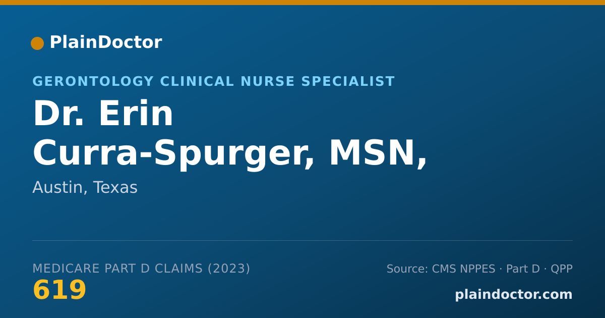 Shareable card for Erin Curra-Spurger, MSN, APRN, AGCNS-BC - Gerontology Clinical Nurse Specialist, Austin, TX