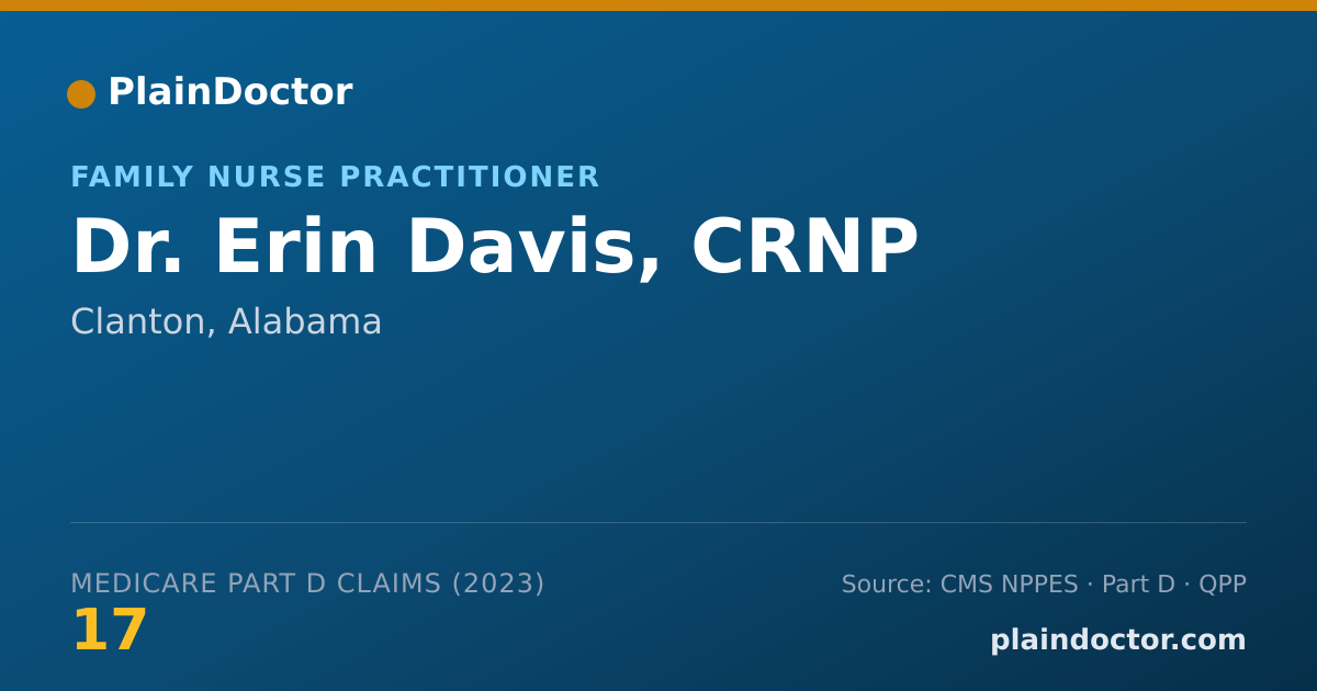 Shareable card for Erin Davis, CRNP - Family Nurse Practitioner, Clanton, AL